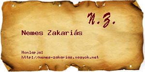 Nemes Zakariás névjegykártya